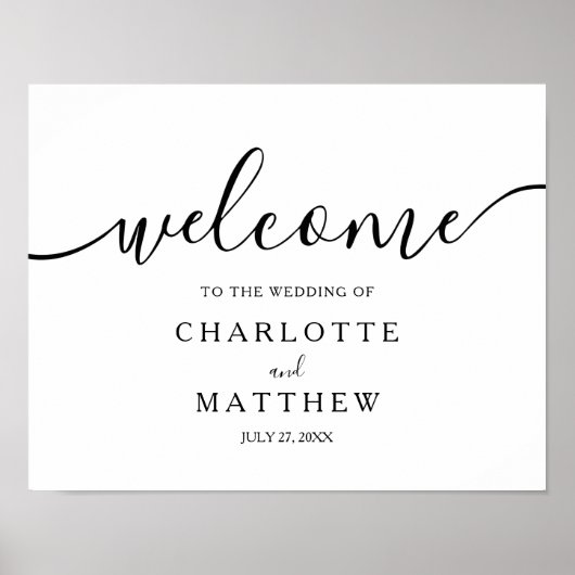 Elegant Calligraphy White Welcome Wedding Poster (Voorkant)