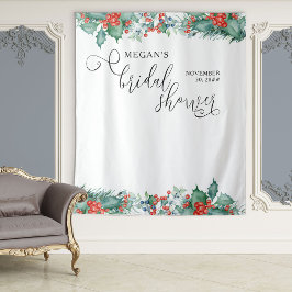 Elegant Calligraphy Winter Holly Vrijgezellenfeest Wandkleed