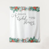 Elegant Calligraphy Winter Holly Vrijgezellenfeest Wandkleed (Voorkant)