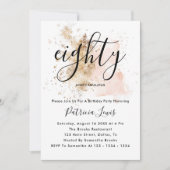 Elegant Calligraphy Woman 80th Birthday Invitation Kaart (Voorkant)