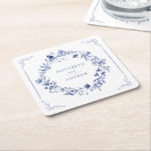 Elegant Calligraphy Wreath Wedding Reception Kartonnen Onderzetters (Schuin)