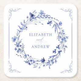 Elegant Calligraphy Wreath Wedding Reception Kartonnen Onderzetters
