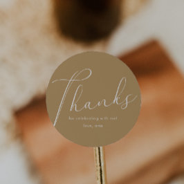 Elegant Calligraphy Yellow Bedankt Ronde Sticker