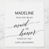 Elegant Calligraphy zal je zijn als mijn vriendin  Wijn Etiket (Enkel label)