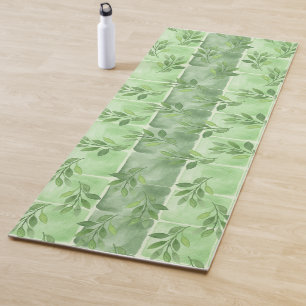 Elegant Calming Green Leaf Waterverf Oefening Yogamat