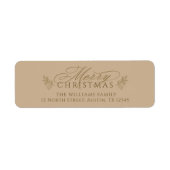 Elegant Camel Gold Merry Christmas Retouradres Etiket (Voorkant)