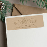 Elegant Camel Gold Merry Christmas Retouradres Etiket<br><div class="desc">Dit kerstretouradreslabel met een 'Merry Christmas'-script met speldenknopjes. Voor meer geavanceerde aanpassing van dit ontwerp,  klikt u op de BUTTON DESIGN TOOL hierboven!</div>