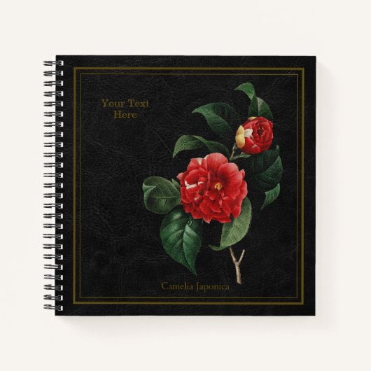 Elegant Camellia Japonica Black Notebook Notitieboek (Voorkant)