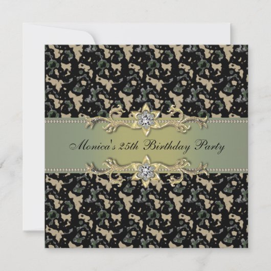 Elegant Cammo Party Invitation Kaart (Voorkant)
