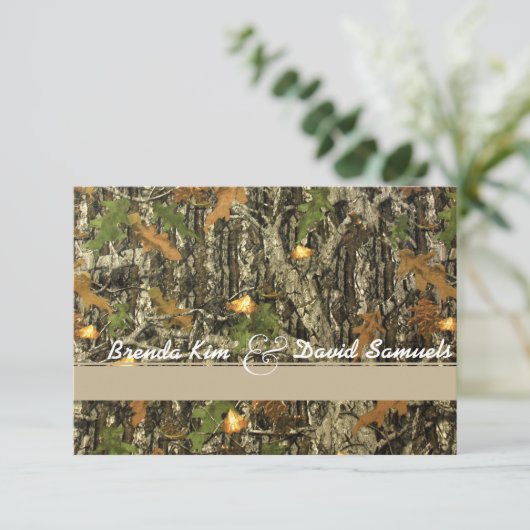 Elegant Camo Hunting Wedding Invitation Kaart (Staand voorkant)