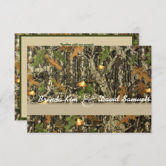 Elegant Camo Hunting Wedding Invitation Kaart (Voorkant / Achterkant)