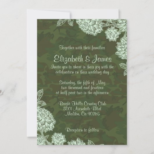Elegant Camo Wedding Invitations Kaart (Voorkant)