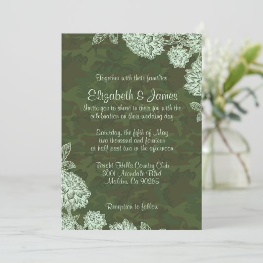 Elegant Camo Wedding Invitations Kaart (Staand voorkant)