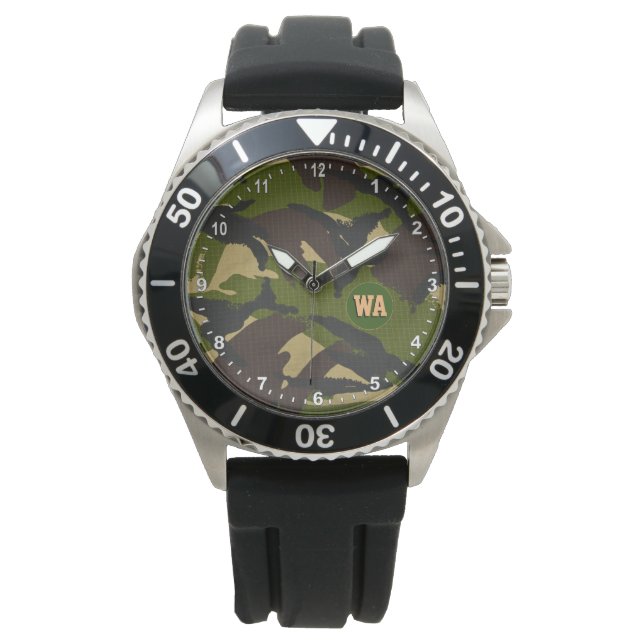 Elegant Camouflage Watch, jager monogrammed, leger Horloge (Voorkant)