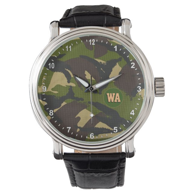 Elegant Camouflage Watch, jager monogrammed, leger Horloge (Voorkant)