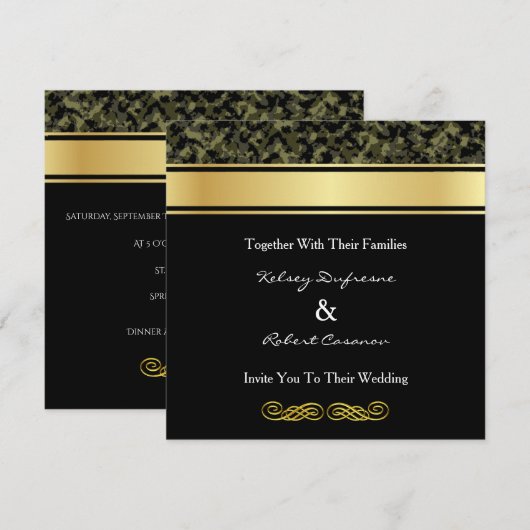 Elegant Camouflage Wedding Uitnodiging (Voorkant / Achterkant)