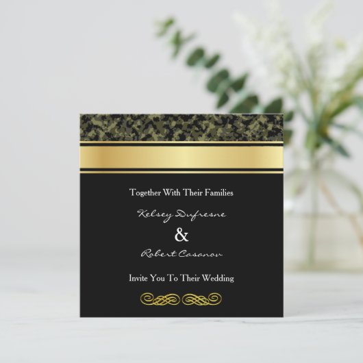 Elegant Camouflage Wedding Uitnodiging (Staand voorkant)