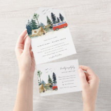 Elegant Camping Waterverf Pine Forest Wedding
