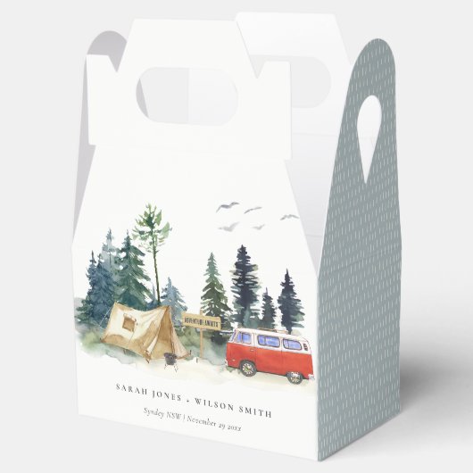 Elegant Camping Waterverf Pine Forest Wedding Bedankdoosjes (Geopend)