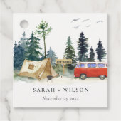 Elegant Camping Waterverf Pine Forest Wedding Bedankjes Labels (Voorkant)