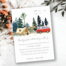Elegant Camping Waterverf Pine Forest Wedding Bedankkaart