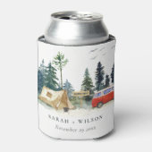 Elegant Camping Waterverf Pine Forest Wedding Blikjeskoeler (Blikje Voorkant)