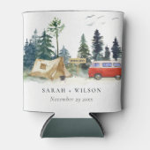 Elegant Camping Waterverf Pine Forest Wedding Blikjeskoeler (Voorkant)