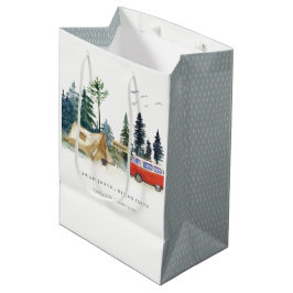 Elegant Camping Waterverf Pine Forest Wedding Medium Cadeauzakje