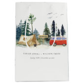 Elegant Camping Waterverf Pine Forest Wedding Medium Cadeauzakje (Voorkant)
