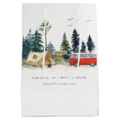 Elegant Camping Waterverf Pine Forest Wedding Medium Cadeauzakje (Achterkant)
