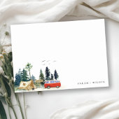Elegant Camping Waterverf Pine Forest Wedding Notitiekaartje
