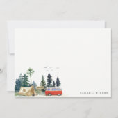 Elegant Camping Waterverf Pine Forest Wedding Notitiekaartje (Voorkant)