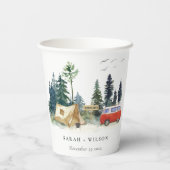 Elegant Camping Waterverf Pine Forest Wedding Papieren Bekers (Achterkant)