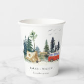 Elegant Camping Waterverf Pine Forest Wedding Papieren Bekers (Voorkant)