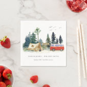 Elegant Camping Waterverf Pine Forest Wedding Servet (Insitu)
