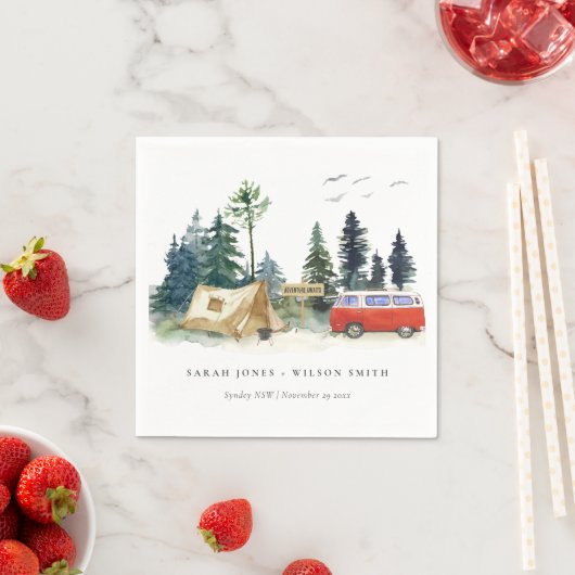 Elegant Camping Waterverf Pine Forest Wedding Servet (Insitu)