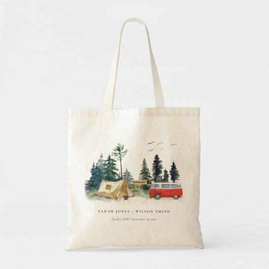 Elegant Camping Waterverf Pine Forest Wedding Tote Bag (Voorkant)