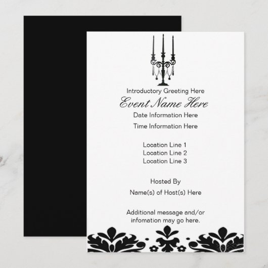 Elegant Candelabra Uitnodigingen (Voorkant / Achterkant)