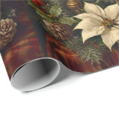 Elegant candle Christmas holly pine warm festive  Cadeaupapier (Rol Hoek)