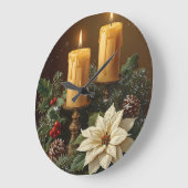 Elegant candle Christmas holly pine warm festive Grote Klok (Hoek)