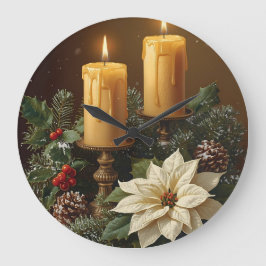 Elegant candle Christmas holly pine warm festive  Grote Klok