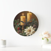 Elegant candle Christmas holly pine warm festive Grote Klok (Huis)