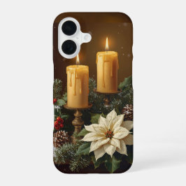 Elegant candle Christmas holly pine warm festive  iPhone 16 Hoesje
