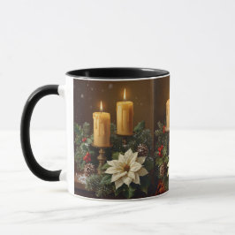 Elegant candle Christmas holly pine warm festive  Mok