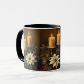 Elegant candle Christmas holly pine warm festive  Mok (Voorkant links)