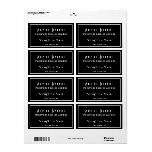 Elegant Candle Company V2 Candle Jar Label (Full Sheet)