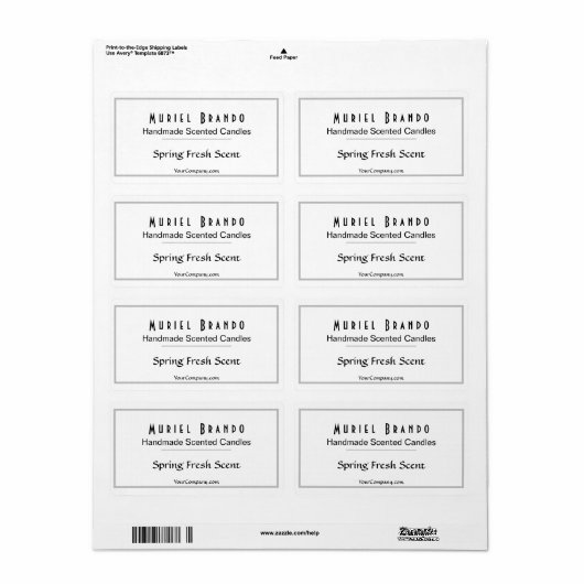 Elegant Candle Company V3 Kandle Jar Label (Full Sheet)