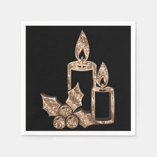 Elegant Candle Holly Faux Gold Diamonds kerstmis Servet