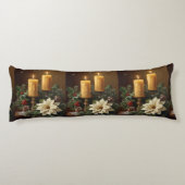 Elegant candle holly pine warm festive Christmas Lichaamskussen (Achterkant)