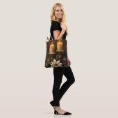 Elegant candle holly pine warm festive christmas tote bag (Op model)